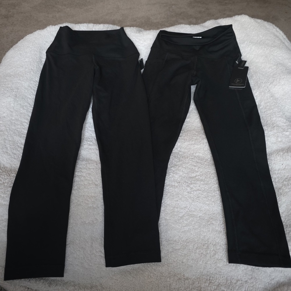 Women 90 Degree by Reflex Interlock Everyday Crop Tight Bundle Yoga Run Black XS